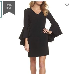 ELiza J Bell Sleeve V-Neck Shift Dress